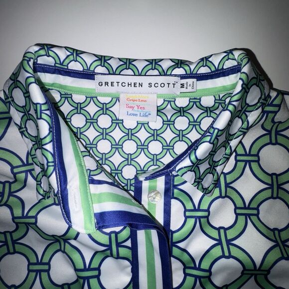 GRETCHEN SCOTT Everywhere Dress Blue Green Women's Size Medium Collared - Picture 4 of 10